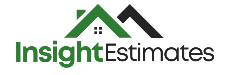 Logo of Insight Estimates, with a green house roof icon and text.