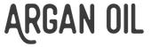Black handwritten text reading “ARGAN OIL” on a white background