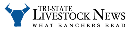 Logo for Tri-State Livestock News with a blue bull icon next to the text and the tagline