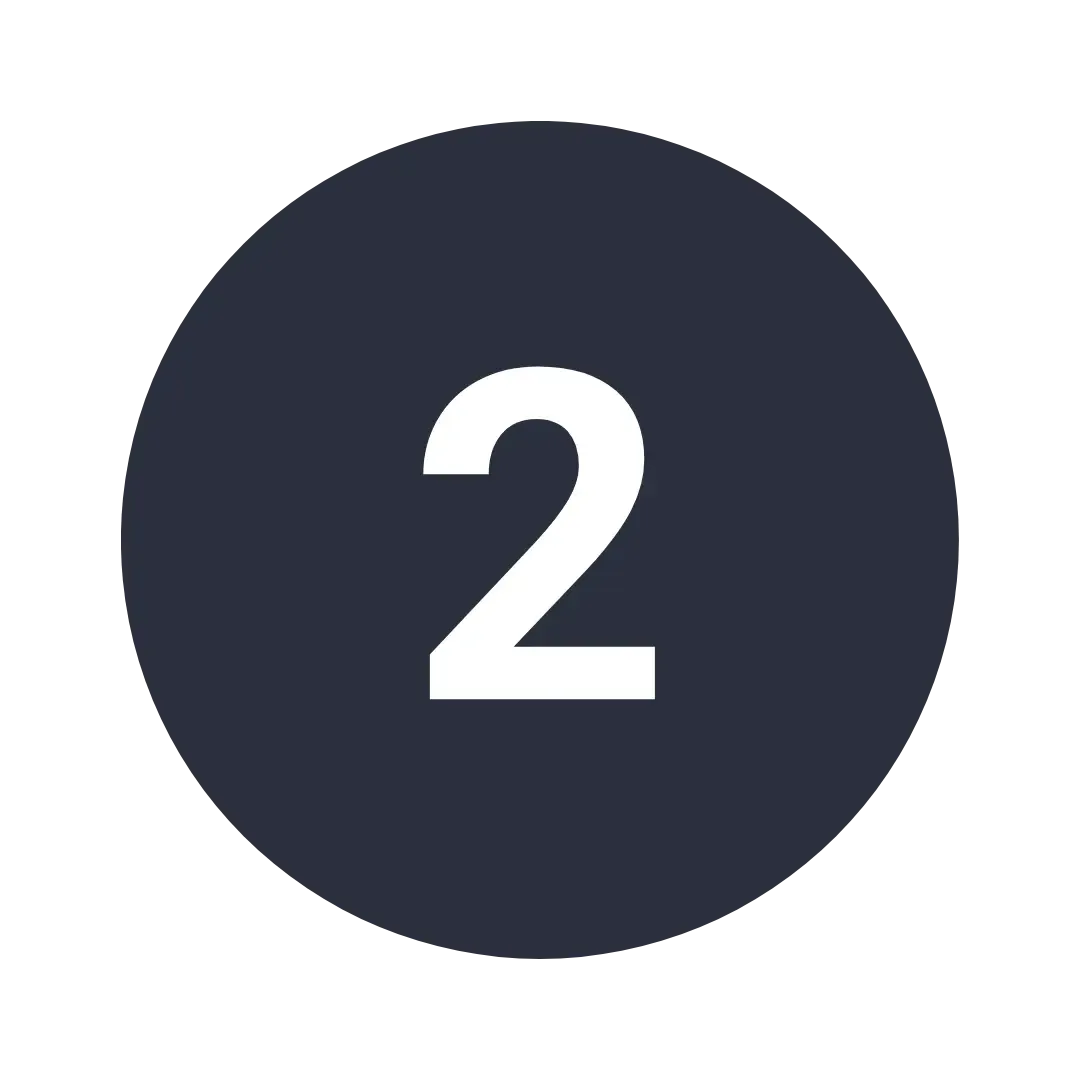 The number two is in a black circle on a white background.