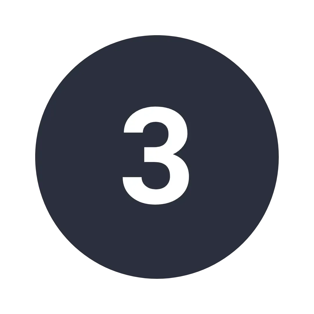 The number three is in a black circle on a white background.
