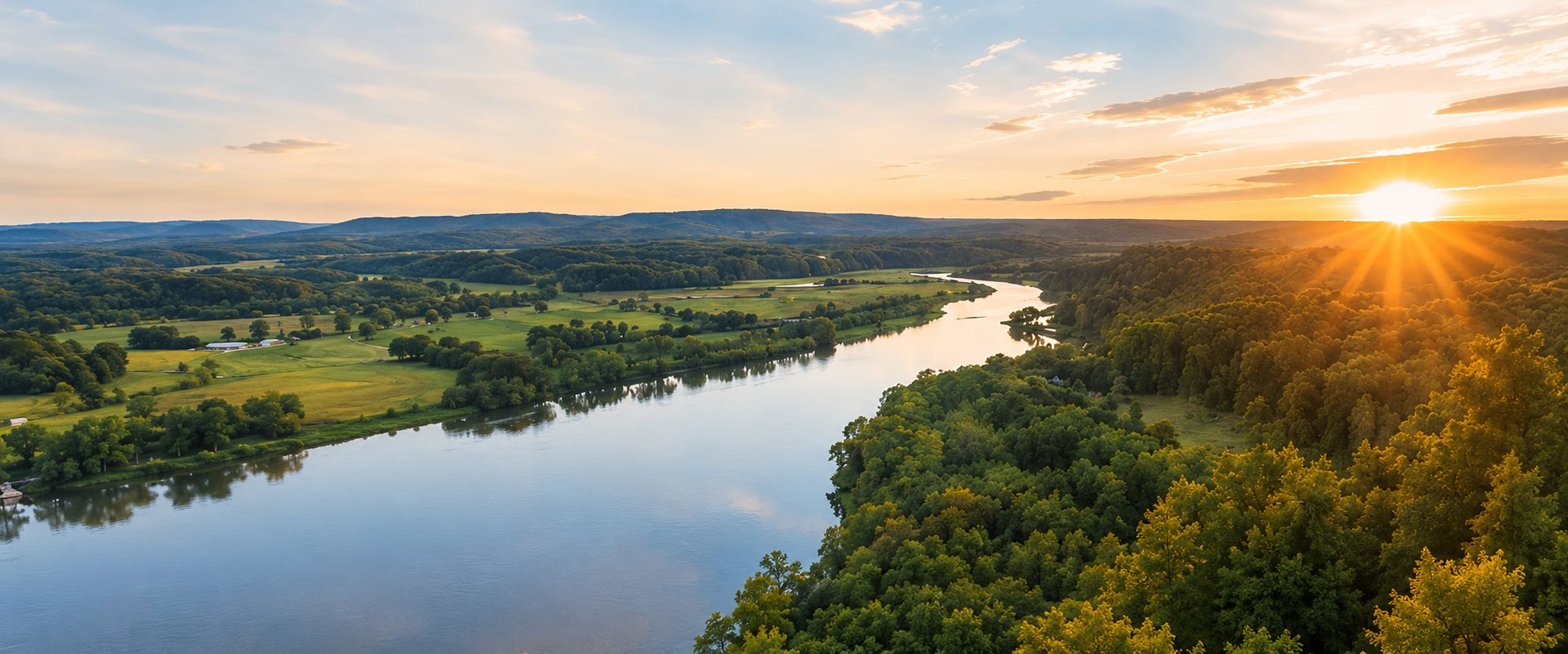 Mississippi Valley landscape at sunset