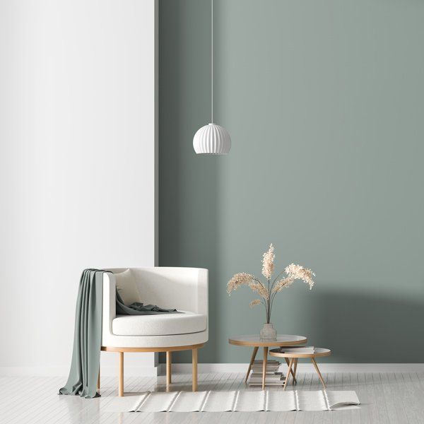modern interior with green wall