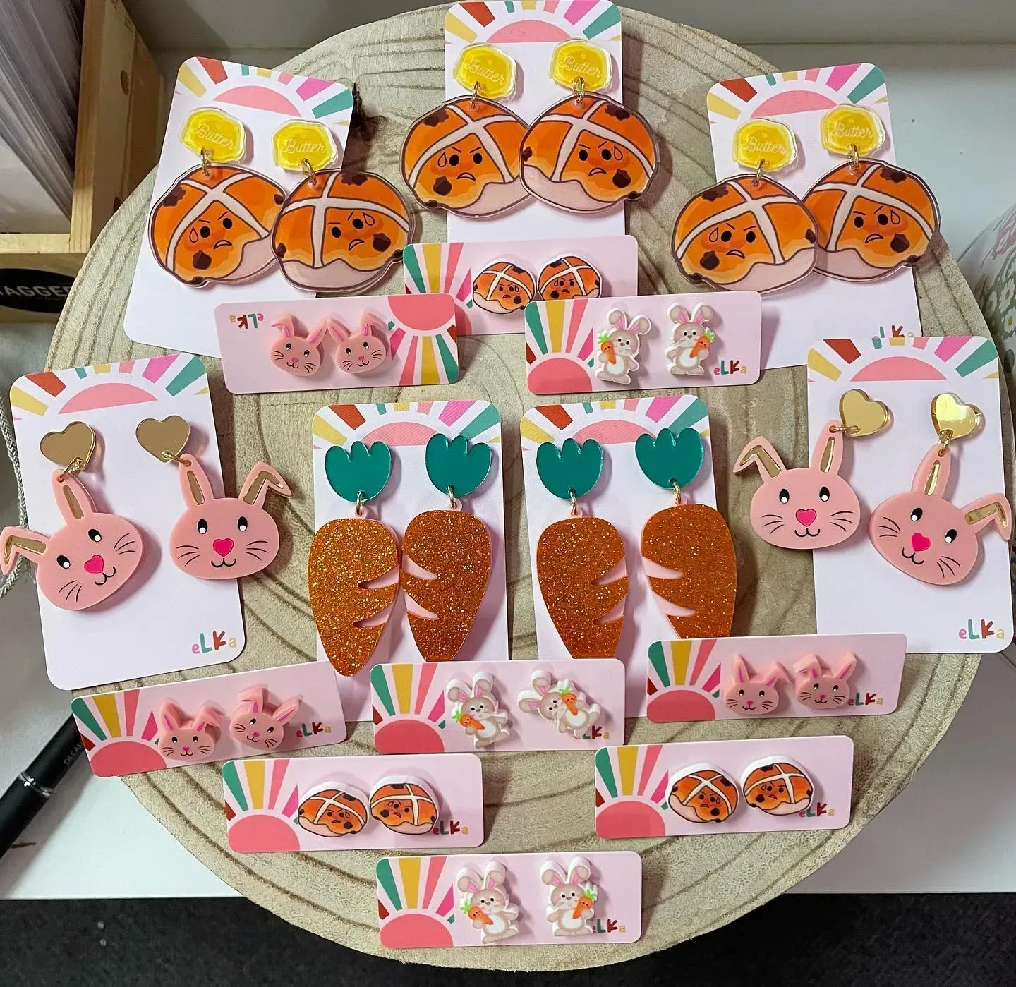 Easter-themed Earrings: Hot Cross Buns — Decadence Gifts & Homewares in Springsure, QLD
