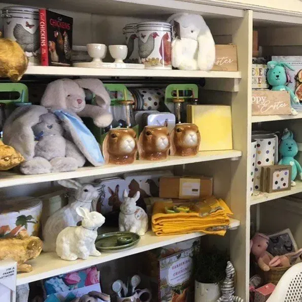 Shelves Stocked With Easter-themed Items Stuffed Bunnies — Decadence Gifts & Homewares in Springsure, QLD
