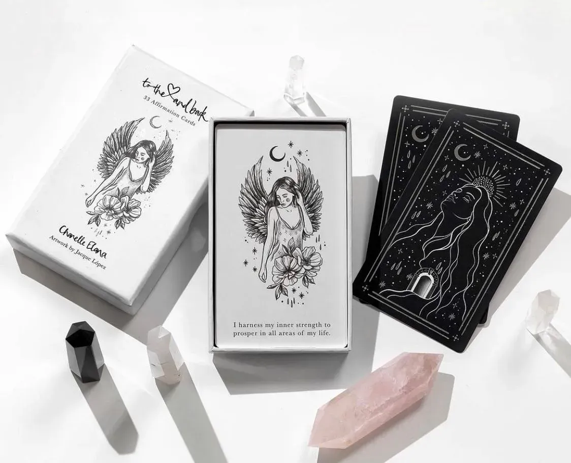 White Box Set With Tarot Cards, Angel Illustration, Crystals, and Ribbons — Decadence Gifts & Homewares in Springsure, QLD