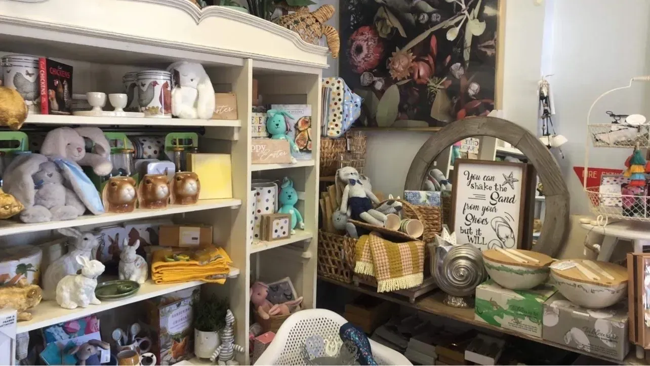 Shelves Filled With Various Items, Including Bunny Figures — Decadence Gifts & Homewares in Springsure, QLD