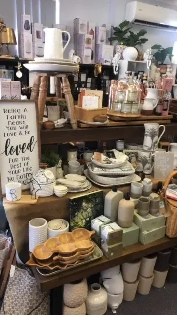 Shelves Filled With Home Decor Items in a Store — Decadence Gifts & Homewares in Springsure, QLD