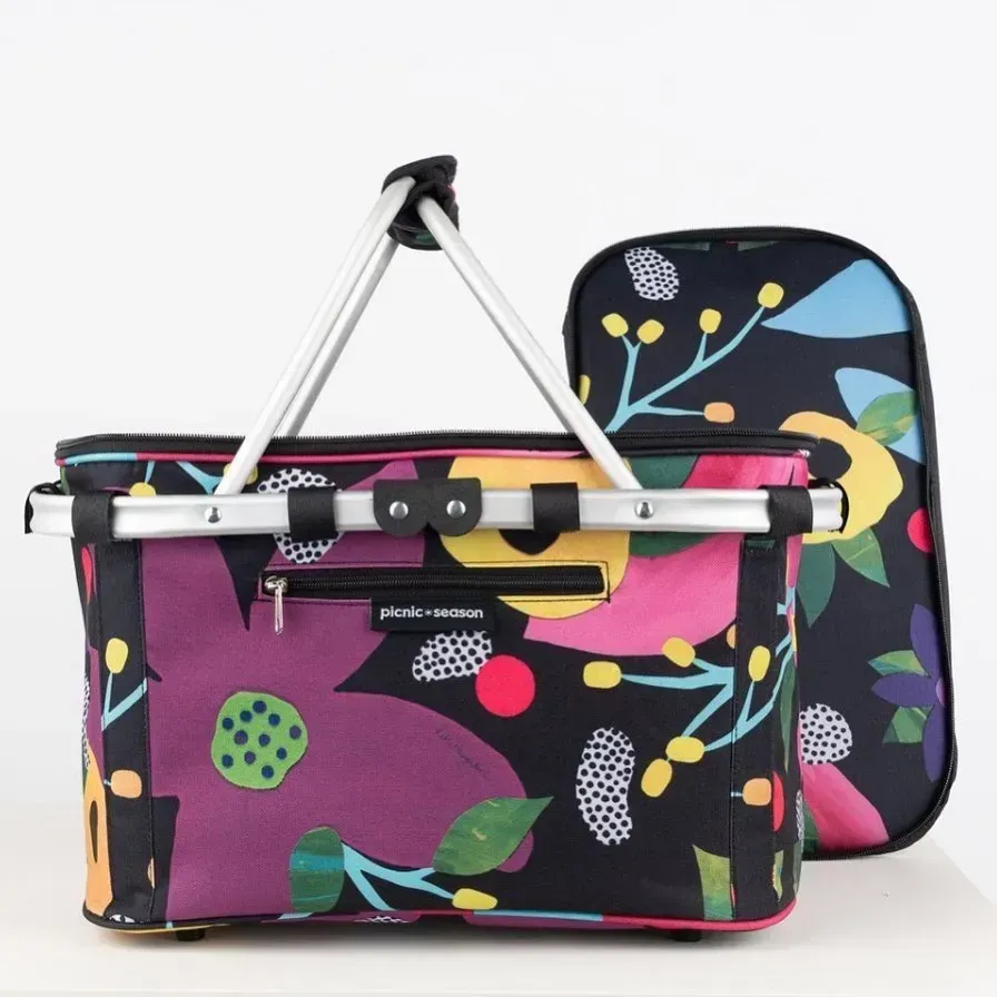 Floral Insulated Picnic Basket With Matching Lid — Decadence Gifts & Homewares in Springsure, QLD