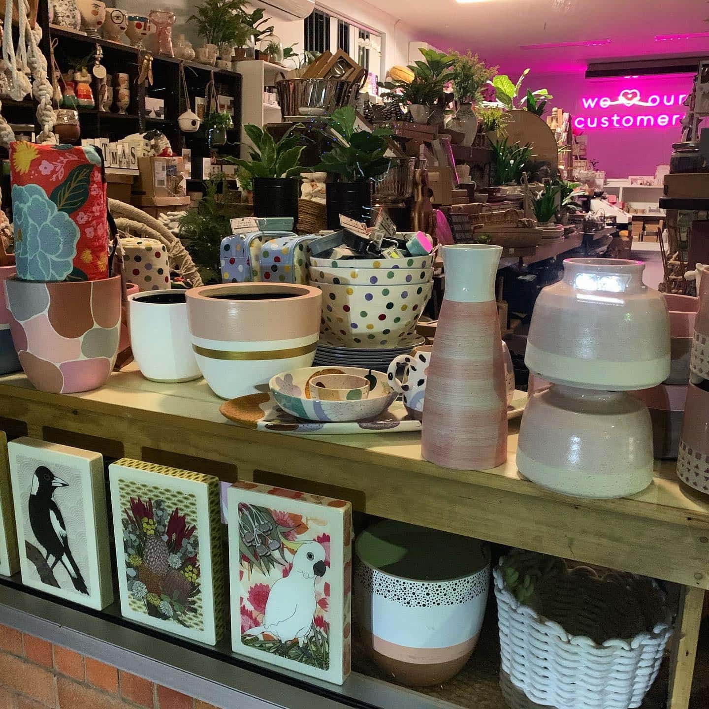 Display of colourful ceramic pots — Decadence Gifts & Homewares in Springsure, QLD
