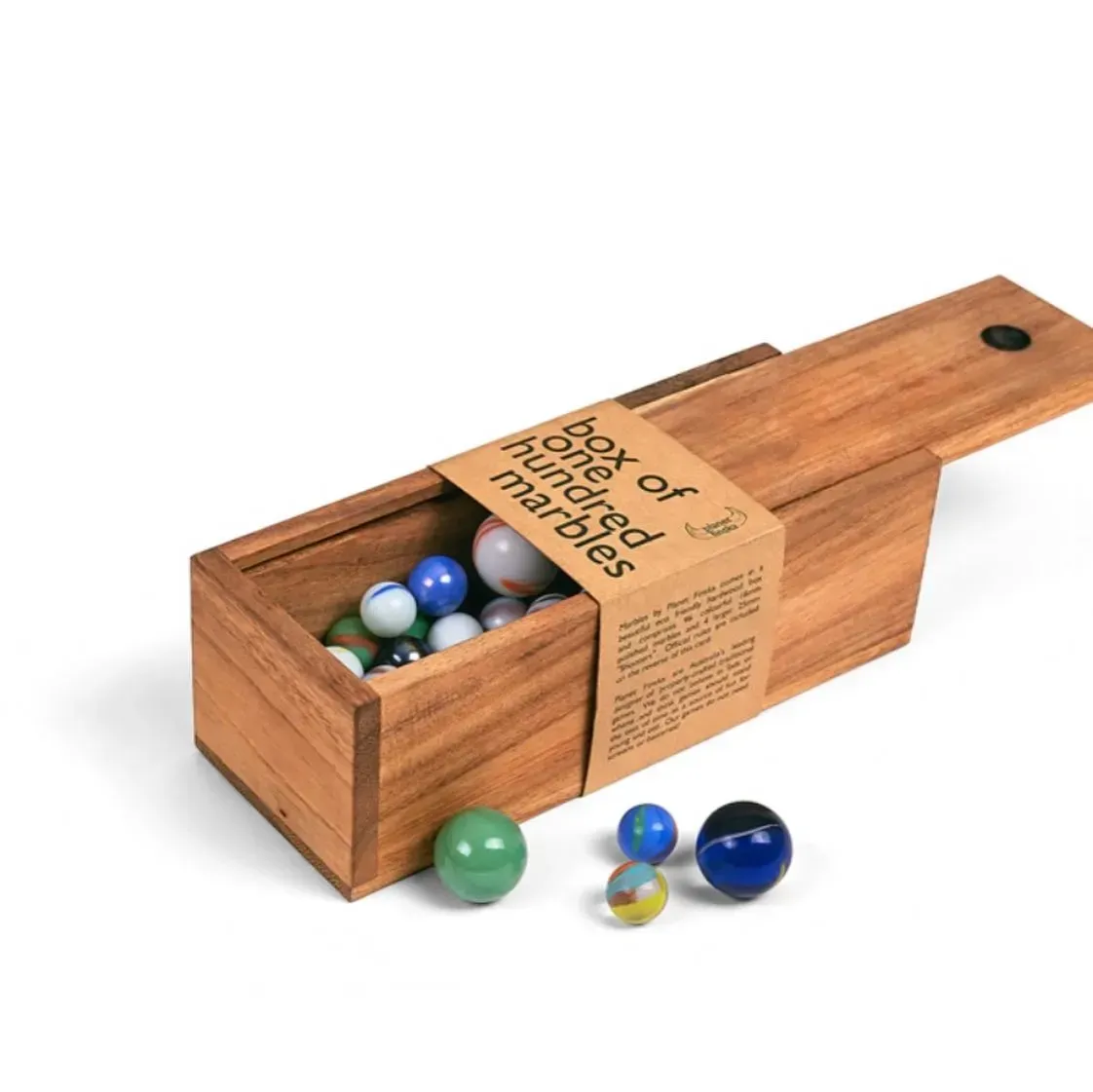 Wooden Box Containing Marbles — Decadence Gifts & Homewares in Springsure, QLD