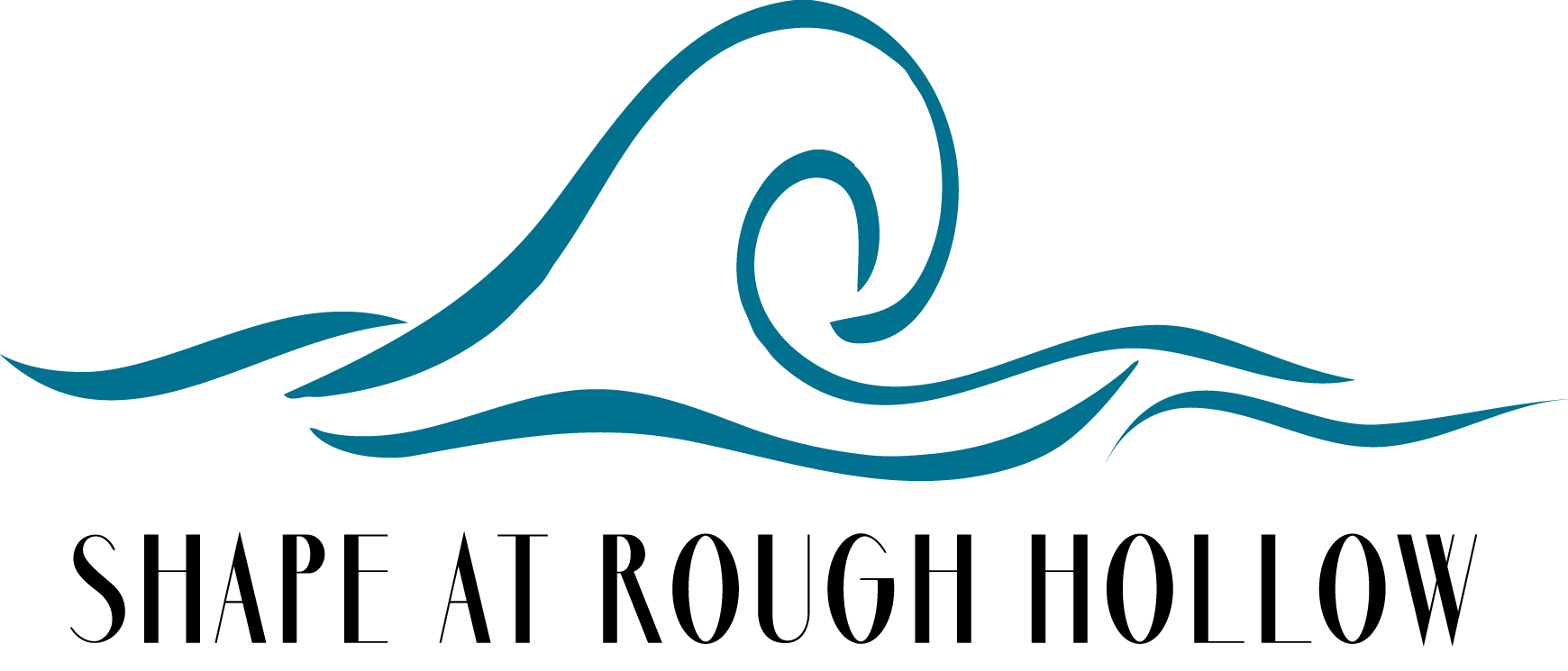 Teal wave logo with the text