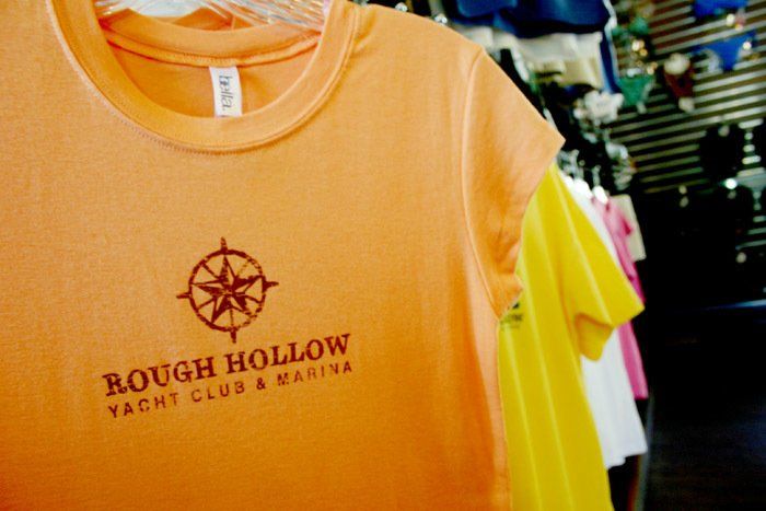 An orange t-shirt with a brown