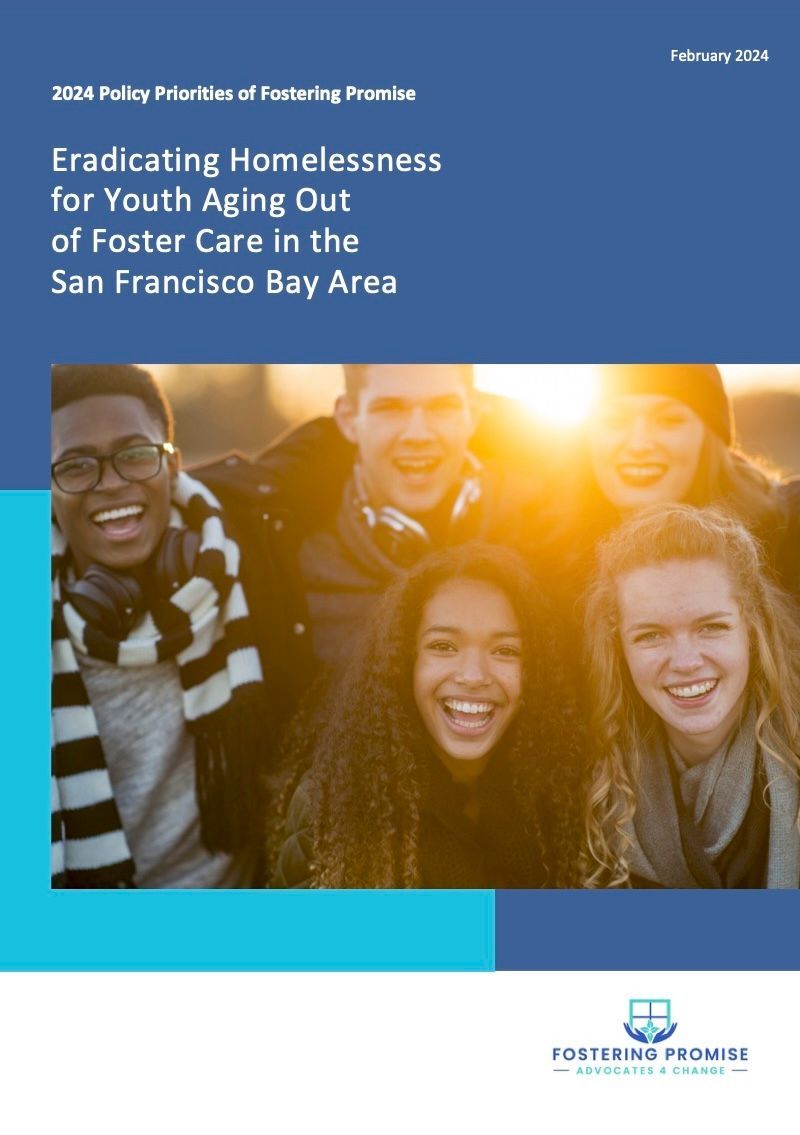 Cover of a San Francisco homelessness report with four smiling people and a blue title banner