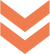 Orange double-chevron down arrow icon on a white background