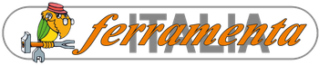 Logo Ferramenta con scritta arancione e un piccolo operaio stilizzato che tiene in mano una chiave inglese.