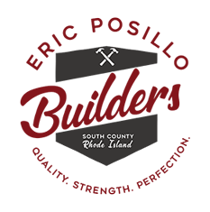Eric Posillo Builders logo with crossed tools, burgundy and gray text, and “South County Rhode Island” tagline