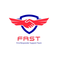 Logo of the First Responder Support Team (FRST). Features a red handshake with wings inside blue shield, acronym 