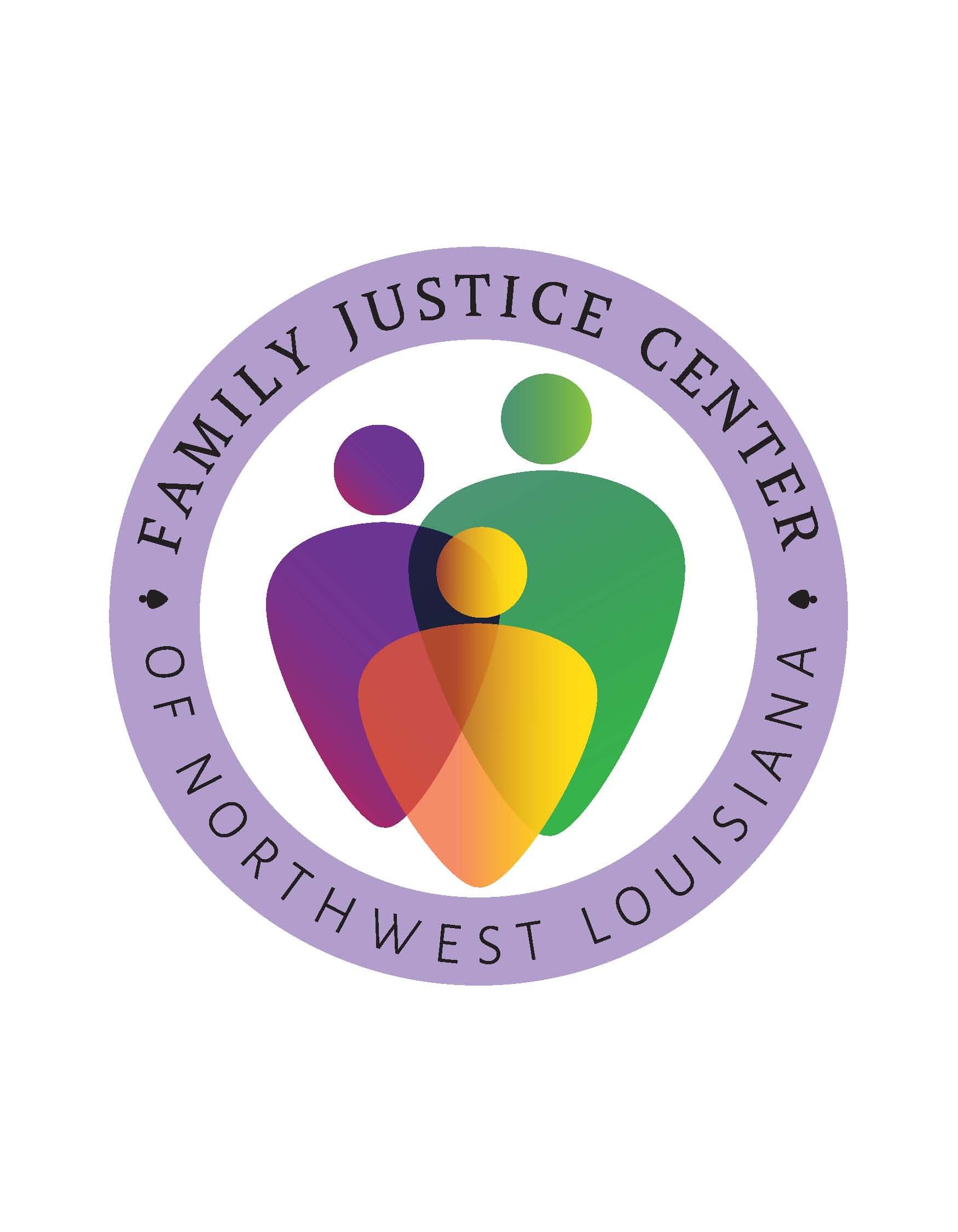 Family Justice Center of Northwest Louisiana logo. Purple ring with text around a colorful family symbol.