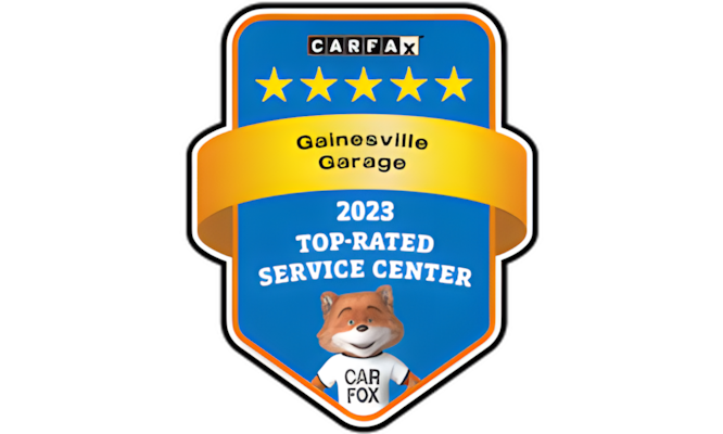 Carfax 2023 Top-Rated Service Center Logo | Gainesville Garage & Trailer Sales