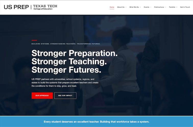 US PREP National Center website homepage, designed by Impulse Strategies