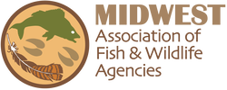 Logo for Midwest Association of Fish & Wildlife Agencies, with tan circle and green fish illustration