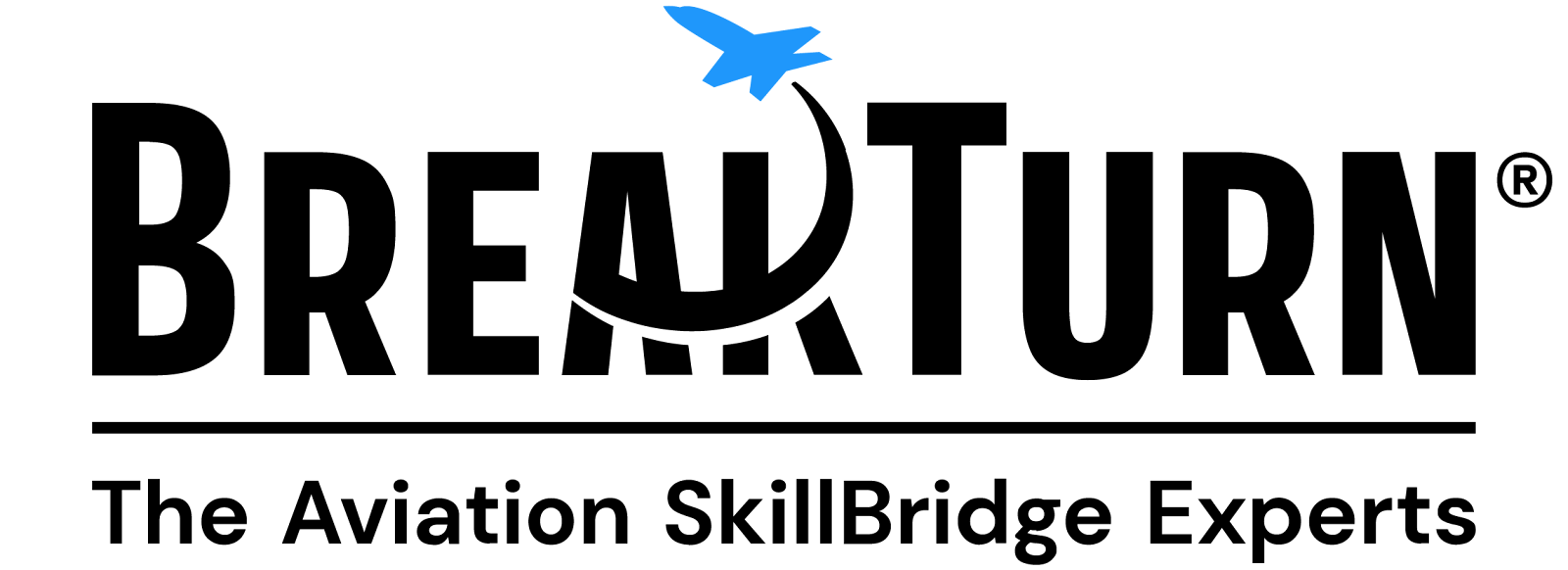 BreakTurn logo with a blue jet soaring over the
