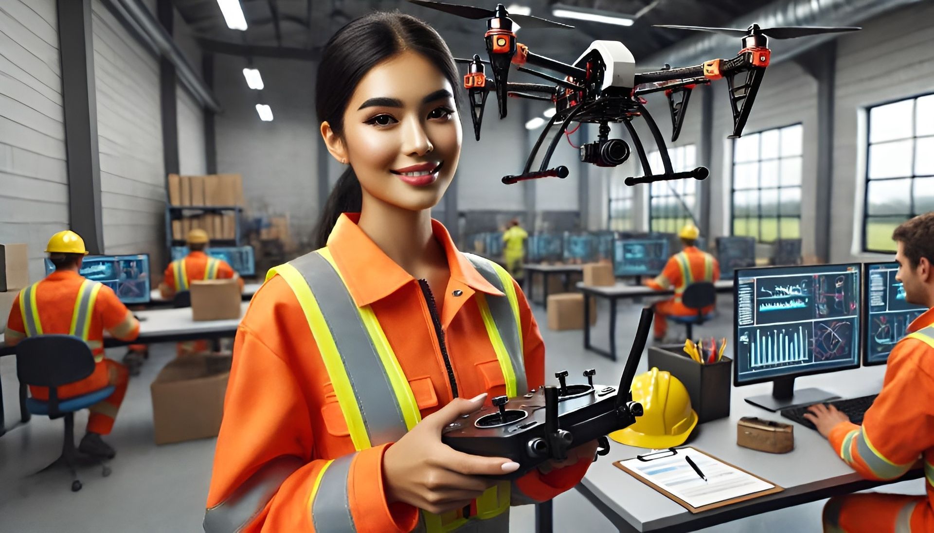 CTE Drone Pilot: Career and Technical Education student piloting a drone, learning hands-on skills.