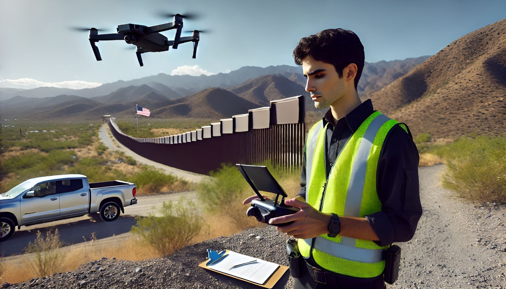 El Paso Drone Accident Investigation: Drone pilot capturing aerial footage of an accident scene in El Paso.