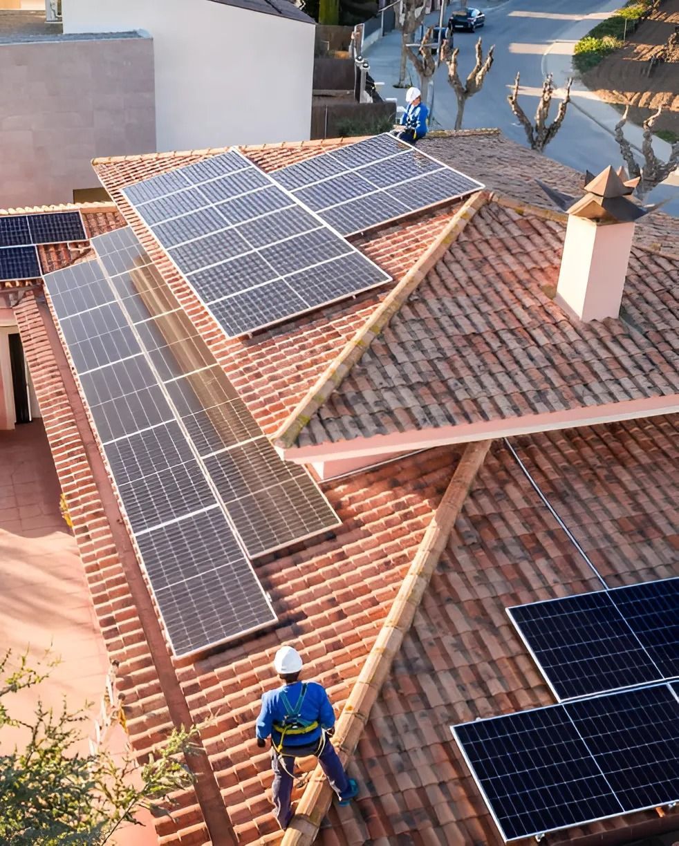 Drone photograph of a roof in El Paso for insurance claim assessment.