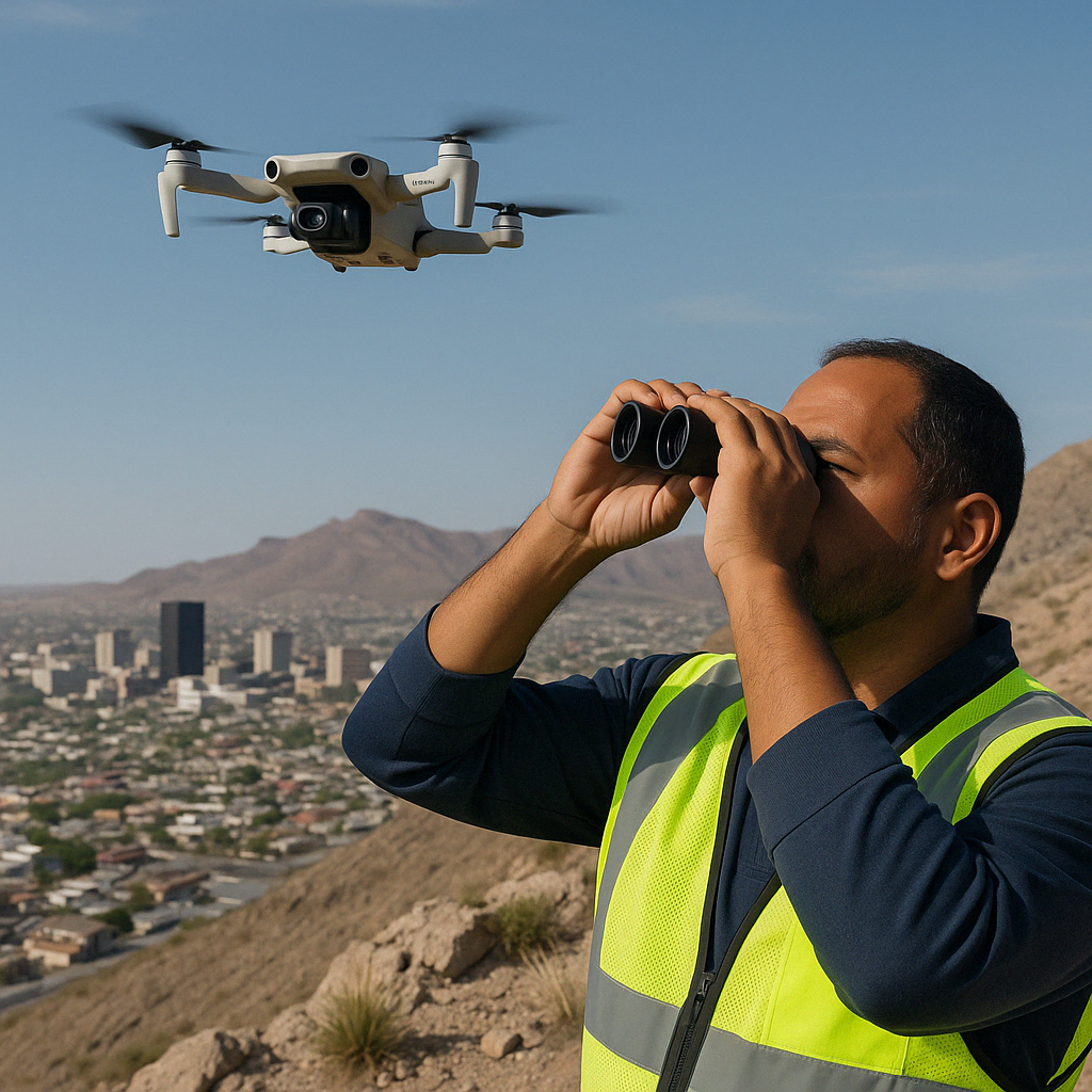 Drone pilot applying FAA registration sticker under a DJI Mini 4 Pro