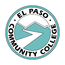 The logo for el paso community college is a circle with a mountain in the middle.