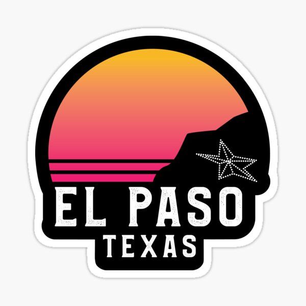 Mountain Star sticker representing El Paso, Texas landmark lit up over Franklin Mountains at night