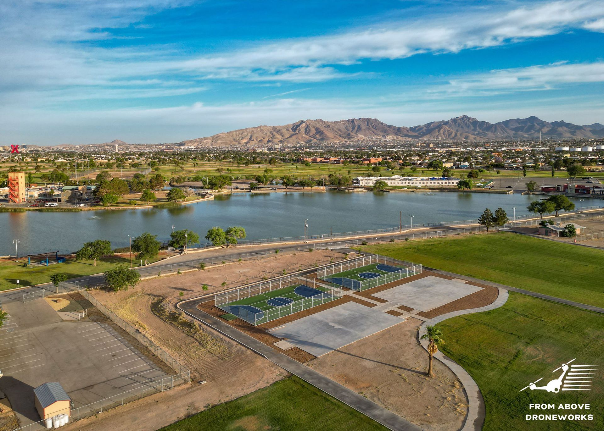 Aerial view of Ascarate Park in El Paso, Texas.
