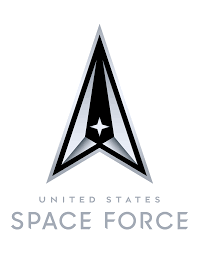 United States Space Force logo: a gray delta with a star at its core over the words