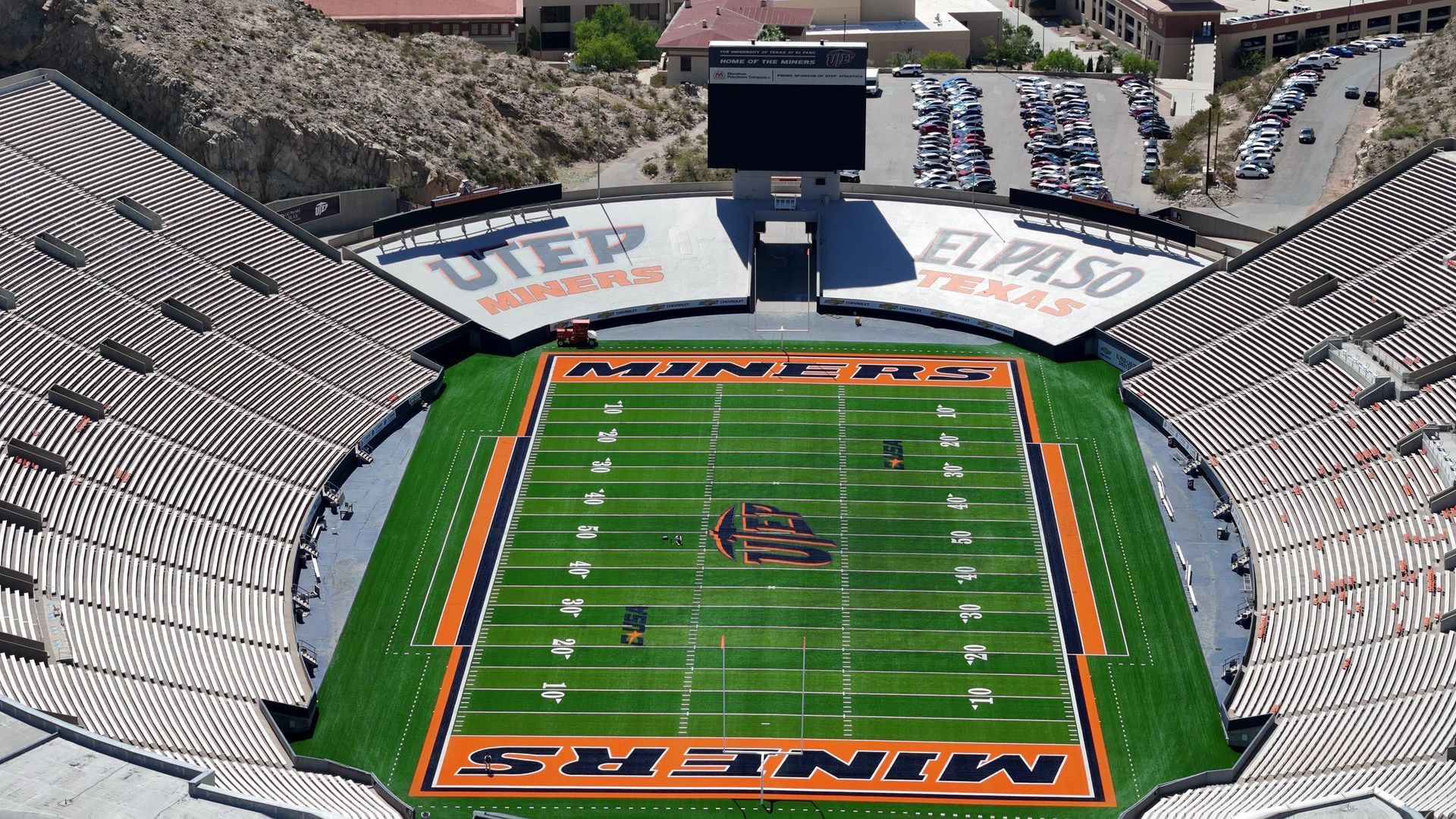 Aerial view of Sun Bowl Stadium, home of the UTEP Miners, in El Paso, Texas.