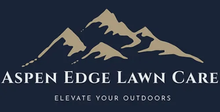 Logo for Aspen Edge Lawn Care: tan mountain range over navy background; text reads 