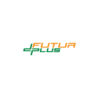 The futur plus logo is green and orange on a white background.