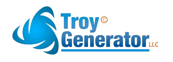Troy Generator LLC logo with blue swirl icon and blue-orange text on white background