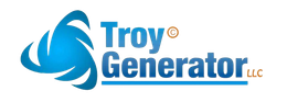 Troy Generator LLC logo with blue swirl icon and blue-orange text on white background