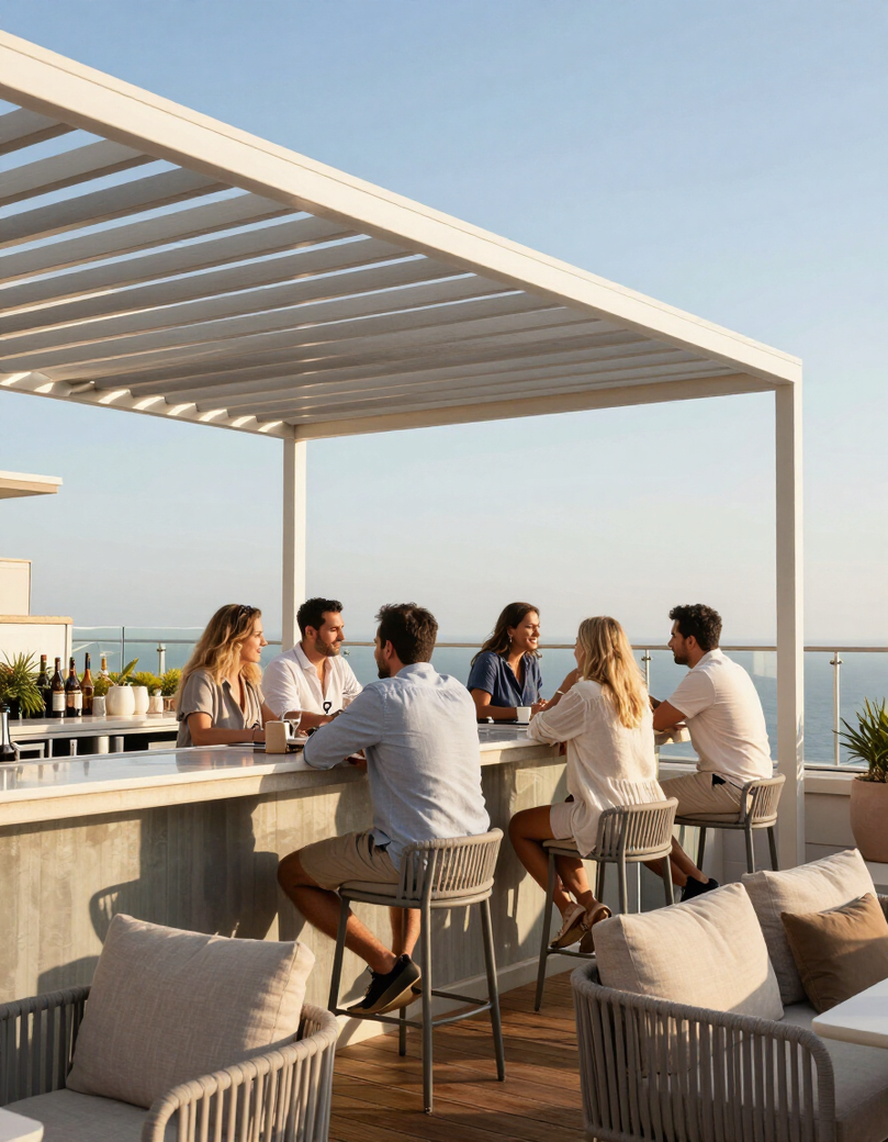 Pergola bioclimatica hotel rooftop