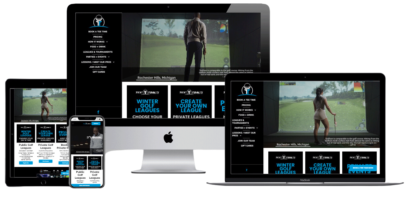 A computer , tablet , phone , and laptop are displaying a video.