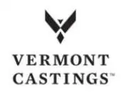 Vermont Castings logo with black stylized emblem and text on a white background