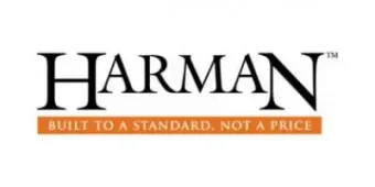 HARMAN logo with the tagline “Built to a standard, not a price” in black and orange.