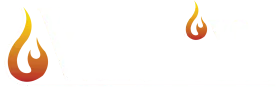 Two flame emojis on a white background, one large at bottom left and one small near top center