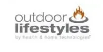 Outdoor Lifestyles logo with gray text and a small orange flame icon