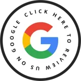 Google logo with “click here to reveal” text in a circular black border