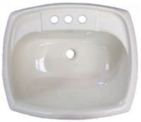White ceramic bathroom sink with three faucet holes.