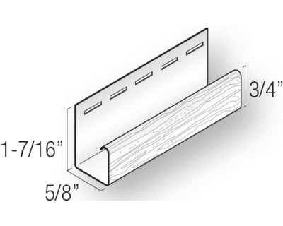 Diagram of vinyl siding J-channel, showing dimensions: 1-7/16