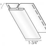 A diagram of a vinyl siding starter strip, angled, with dimension labels.